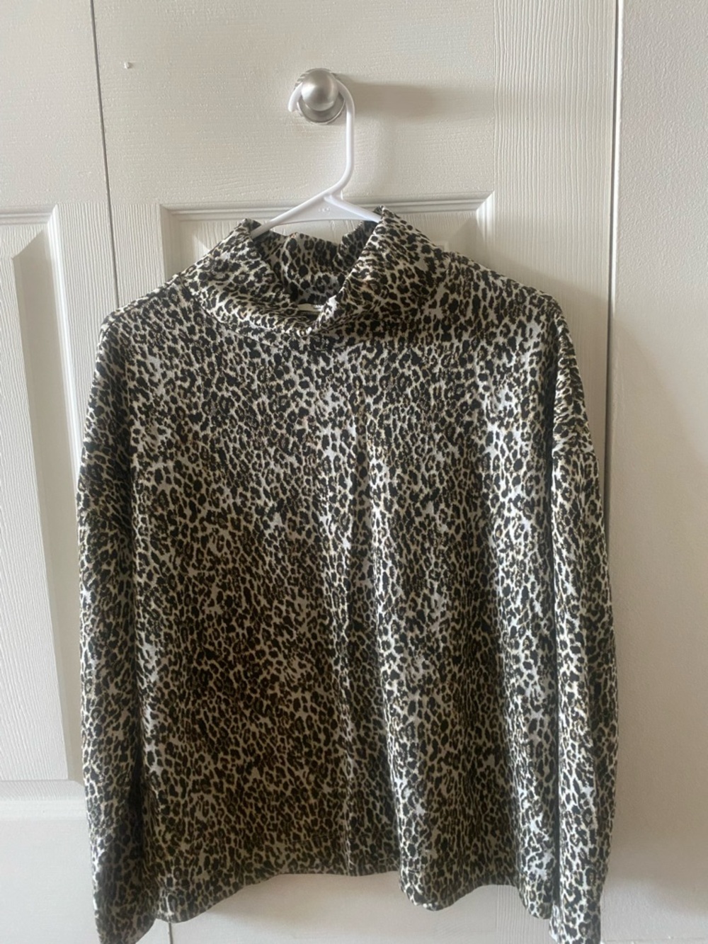Mango Leopard Print Cowl Neck Sweater in Black and Cream